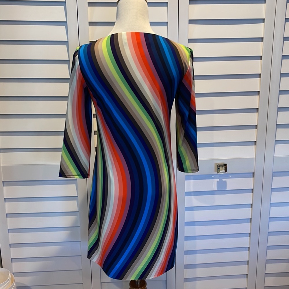 Trina Turk Pre Loved in EUC lined colorful stripes Midi Dress. - Picture 5 of 9